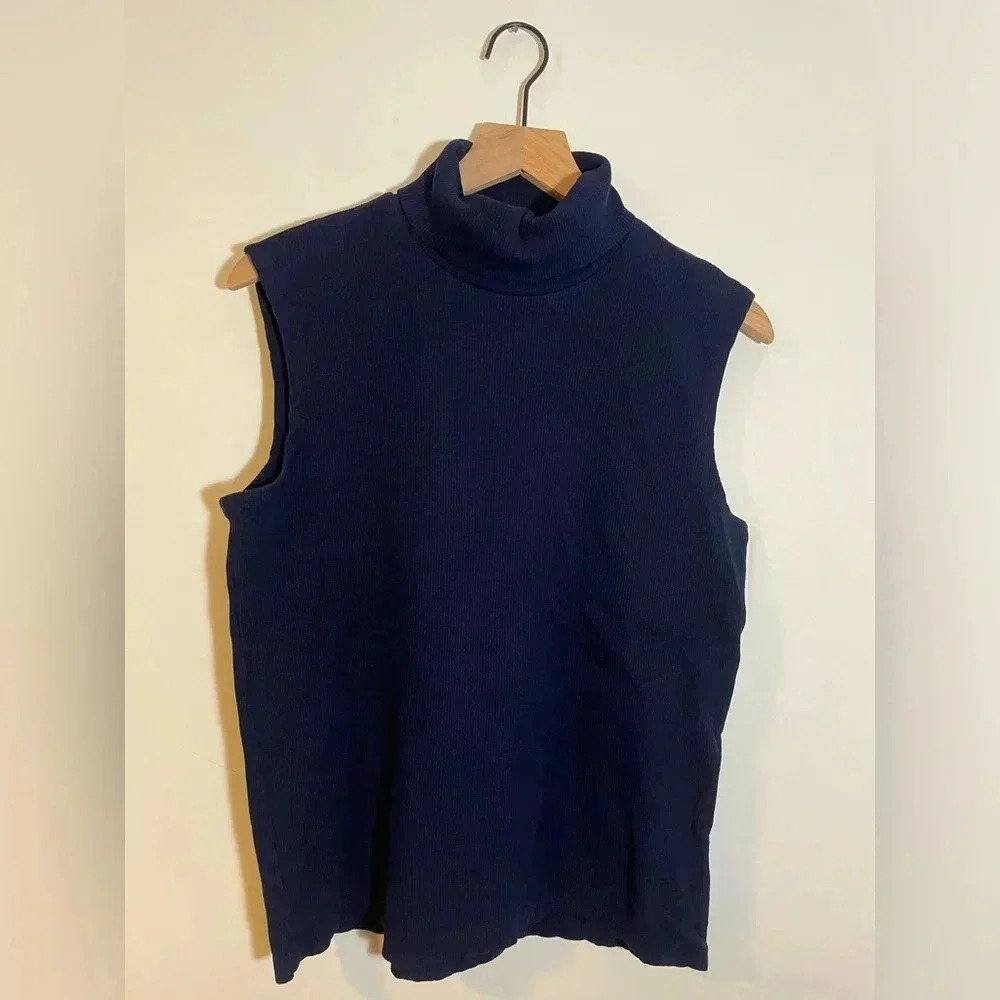 Lauren Ralph Lauren Navy Sleeveless Turtleneck Top